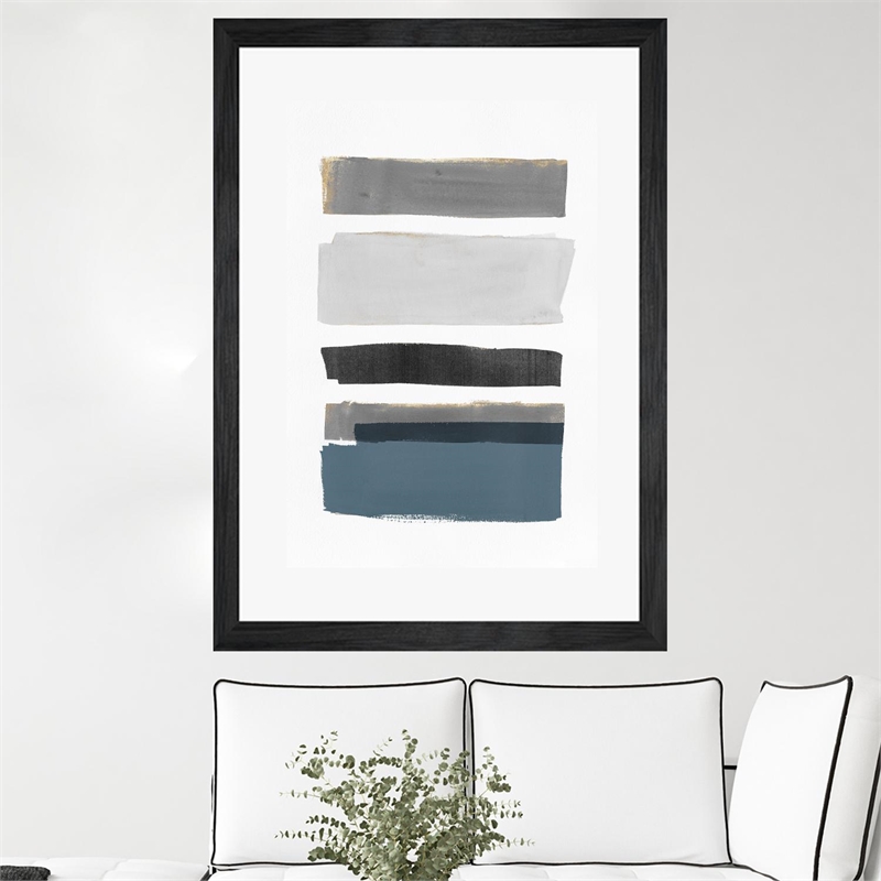 Giant Art 24x36 stacked Stripes I Matted and Framed in Multi-Color