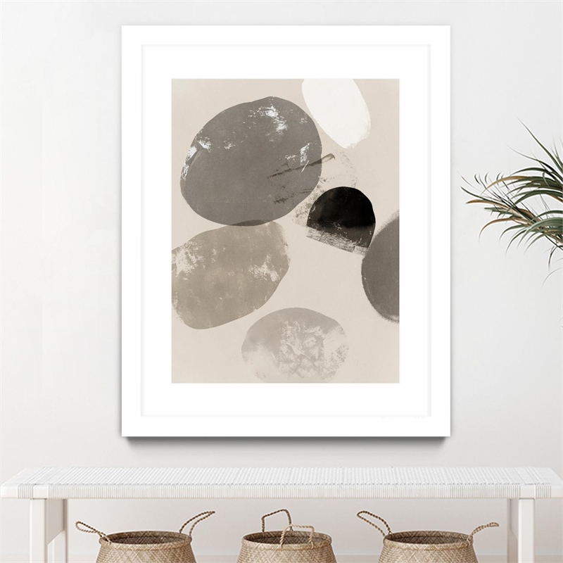 Giant Art 30x40 Floating Rocks II Matted and Framed in Multi-Color
