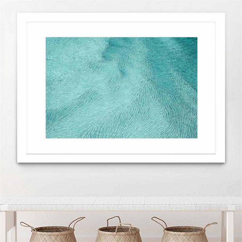 Giant Art 24x36 Cracks Matted and Framed in Turquoise