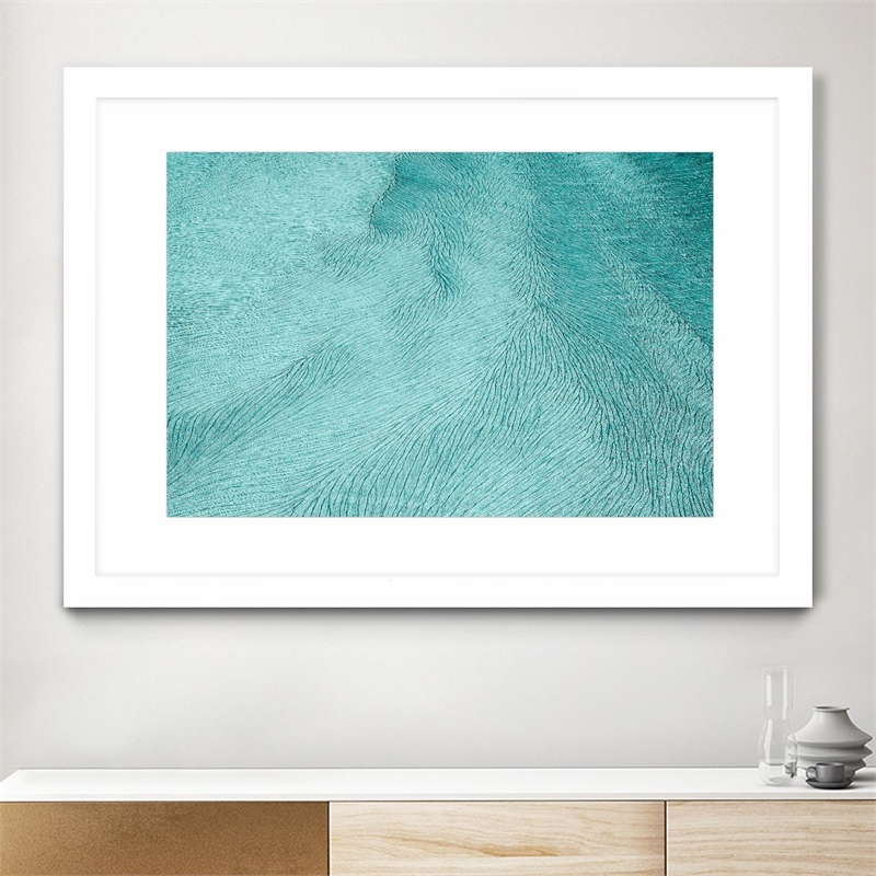 Giant Art 24x36 Cracks Matted and Framed in Turquoise