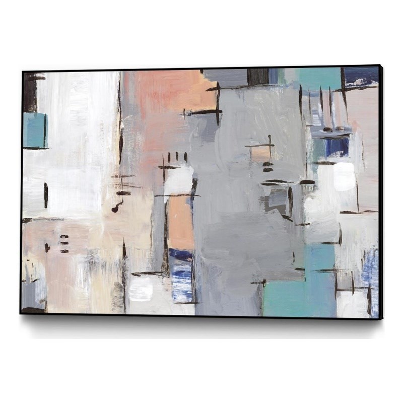 Giant Art Canvas  36x24 Intertwining Grid II Framed in Multi-Color
