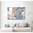 Giant Art Canvas  36x24 Intertwining Grid II Framed in Multi-Color