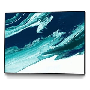 Giant Art Canvas  40x30 Gray And Gold Framed in White