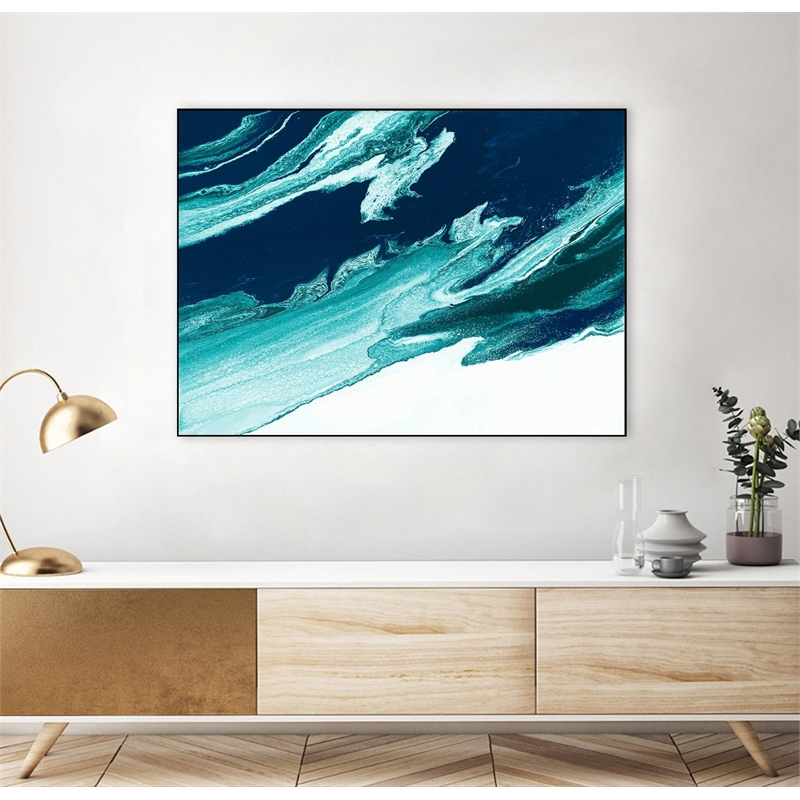 Giant Art Canvas  32x24 Gray And Gold Framed in White