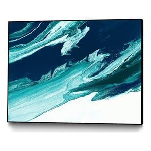 Giant Art Canvas  24x18 Gray And Gold Framed in White