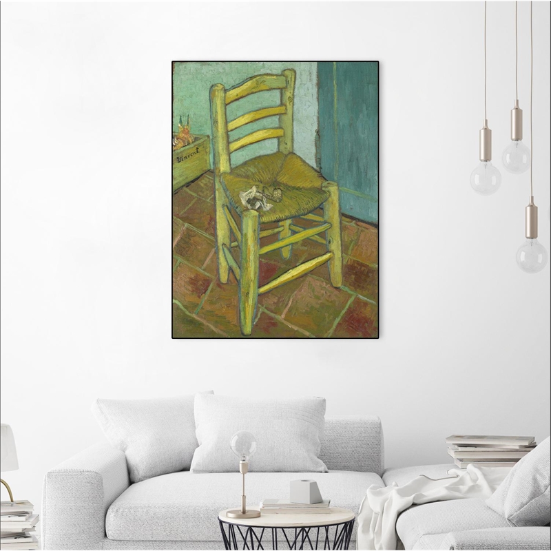 Giant Art Canvas  24x32  Van Gogh's Chair  1888  Framed in Yellow