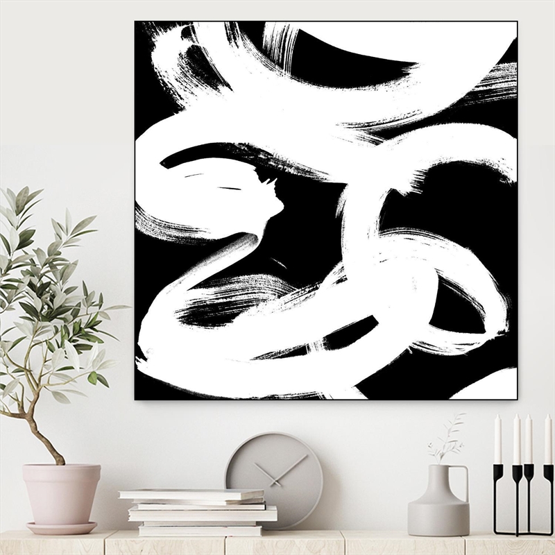 Giant Art Canvas  20x20 White Trails II Framed in Multi-Color