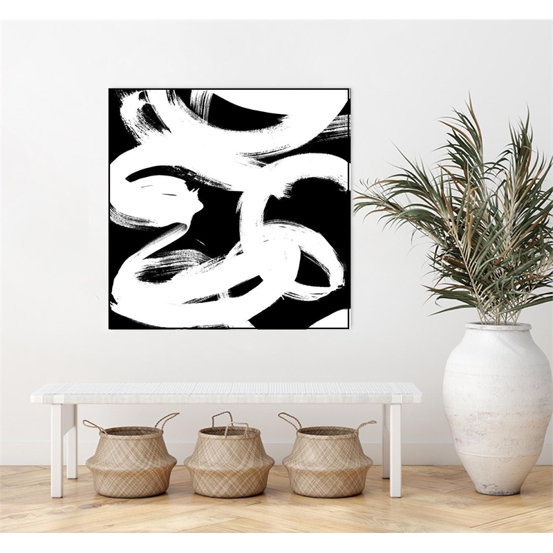 Giant Art Canvas  20x20 White Trails II Framed in Multi-Color