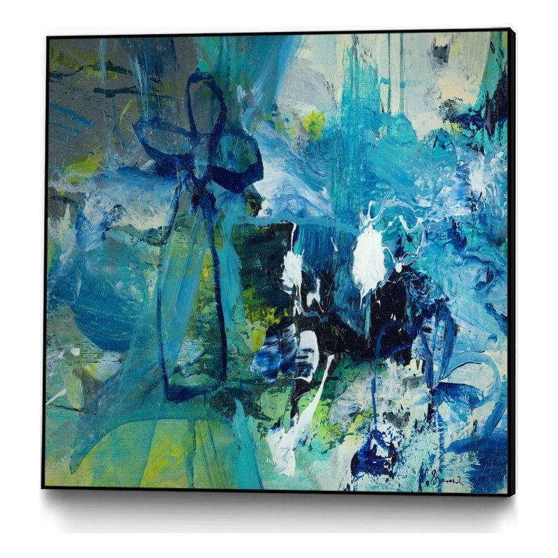 Giant Art Canvas  30x30 Abstract Flower Framed in Multi-Color