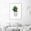 Giant Art Canvas  24x32 Modern Cactus Stripe Pot Framed in Multi-Color