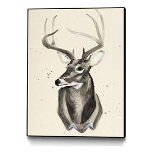 giant art canvas  30x40 watercolor deer head 3 framed in multi-color