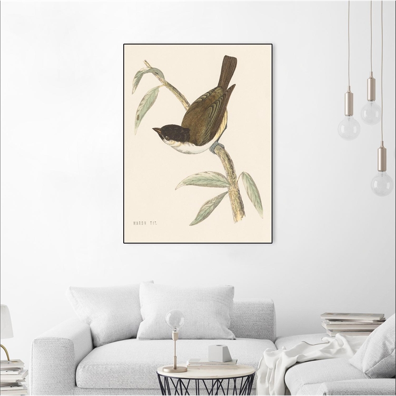 Giant Art Canvas  24x32 Engraved Birds II Framed in Multi-Color