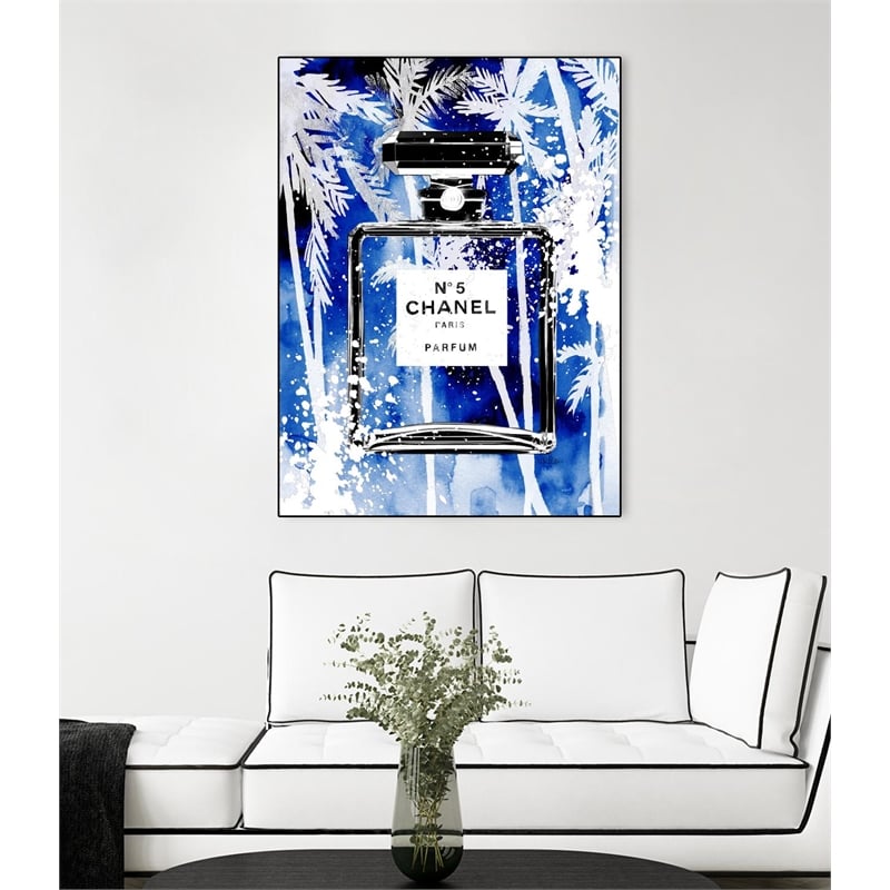 Giant Art Canvas  30x40 Chanel Blue Palms Framed in Multi-Color