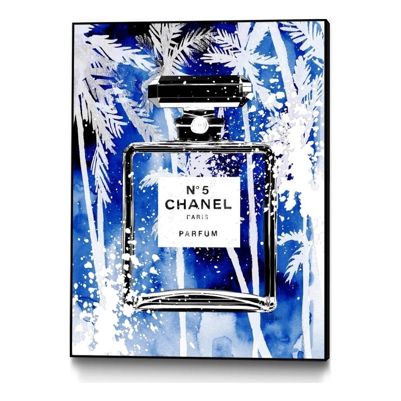 Giant Art Canvas  30x40 Chanel Blue Palms Framed in Multi-Color