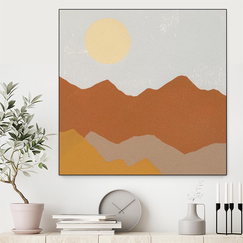 Giant Art Canvas  20x20 Desert Sun II Framed in Multi-Color