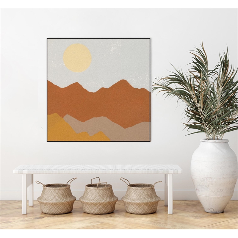 Giant Art Canvas  20x20 Desert Sun II Framed in Multi-Color