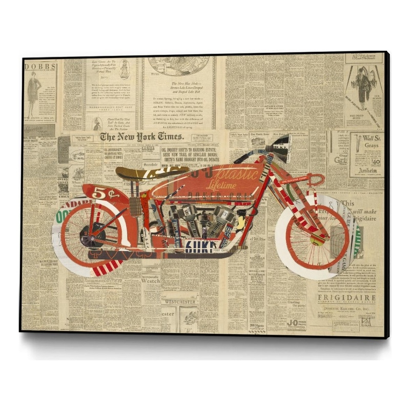 Giant Art Canvas  40x30 Vintage Red Framed in Red