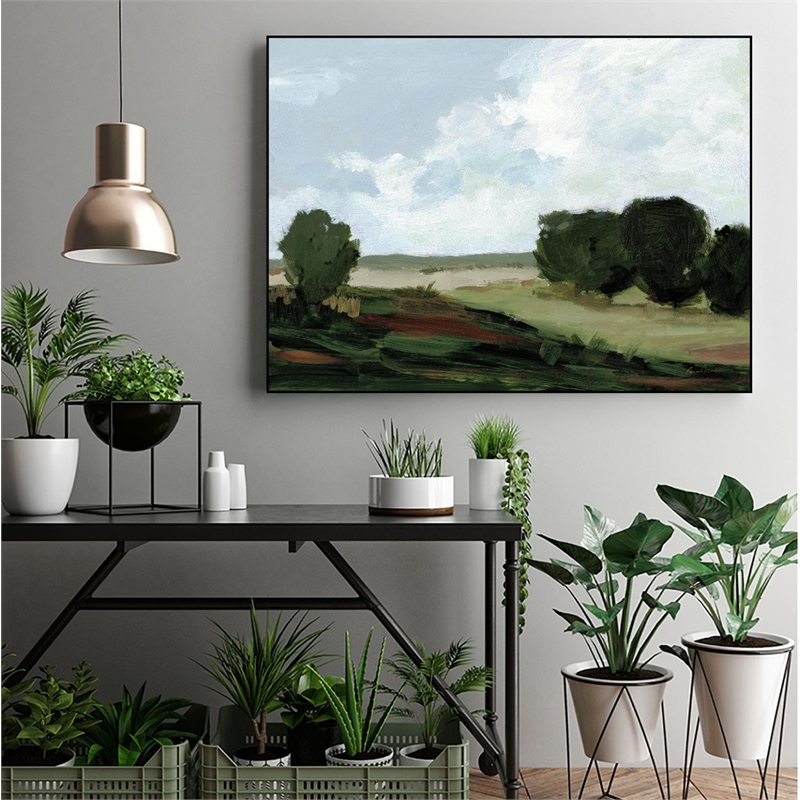 Giant Art Canvas  40x30 Green Grove Framed in White
