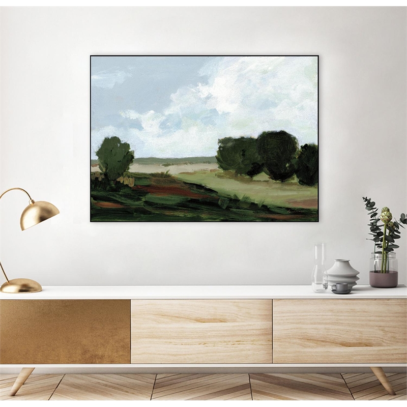 Giant Art Canvas  40x30 Green Grove Framed in White