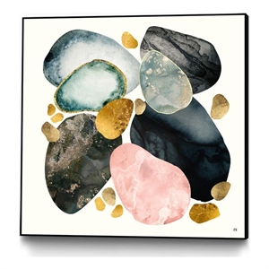 Giant Art Canvas  30x30 Pebble Abstract Framed in Pink
