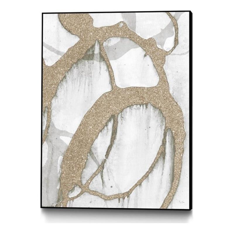 Giant Art Canvas  24x32 Gold Sparkle Strokes II Framed in Multi-Color