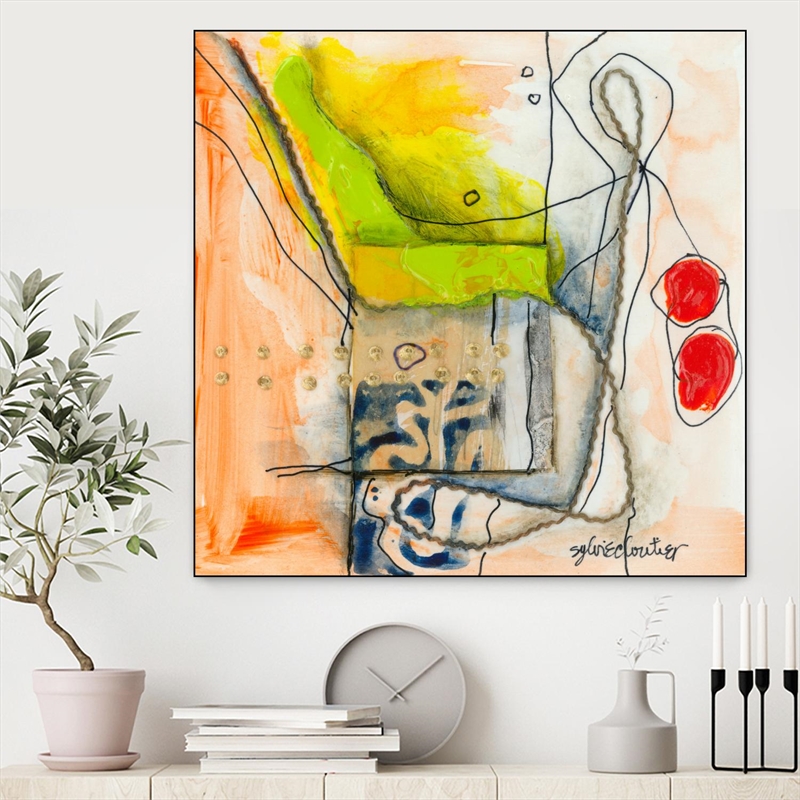 Giant Art Canvas  30x30 Cartoon 3 Framed in Red