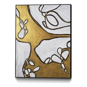 Giant Art Canvas  30x40 Mocha Latte -Gold - 1 Framed in White