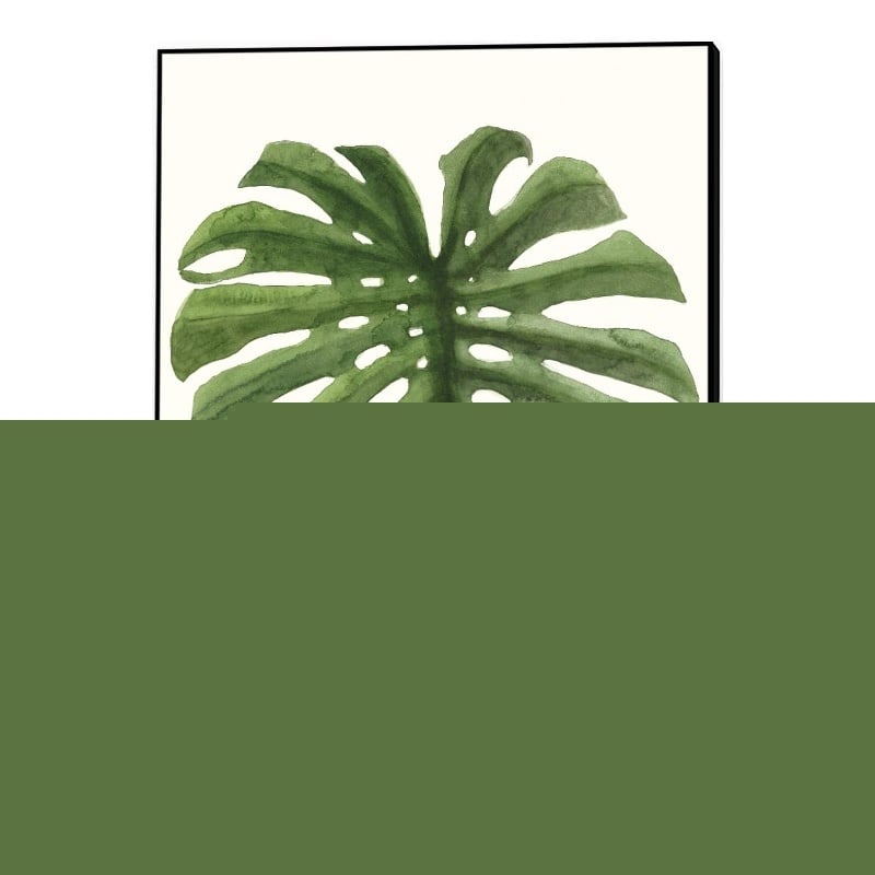 Giant Art Canvas  24x32 Tropical Breeze Leaves I Framed in White