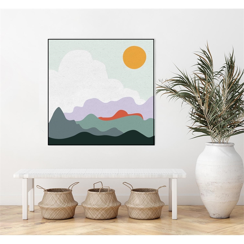 Giant Art Canvas  20x20 Mountainous I Framed in Yellow