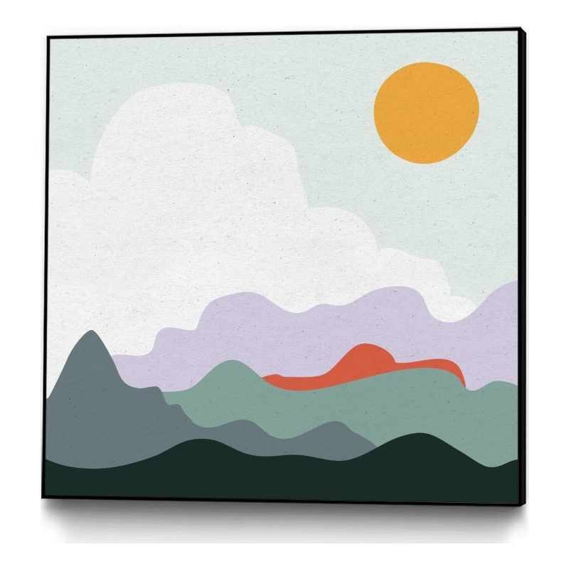 Giant Art Canvas  20x20 Mountainous I Framed in Yellow