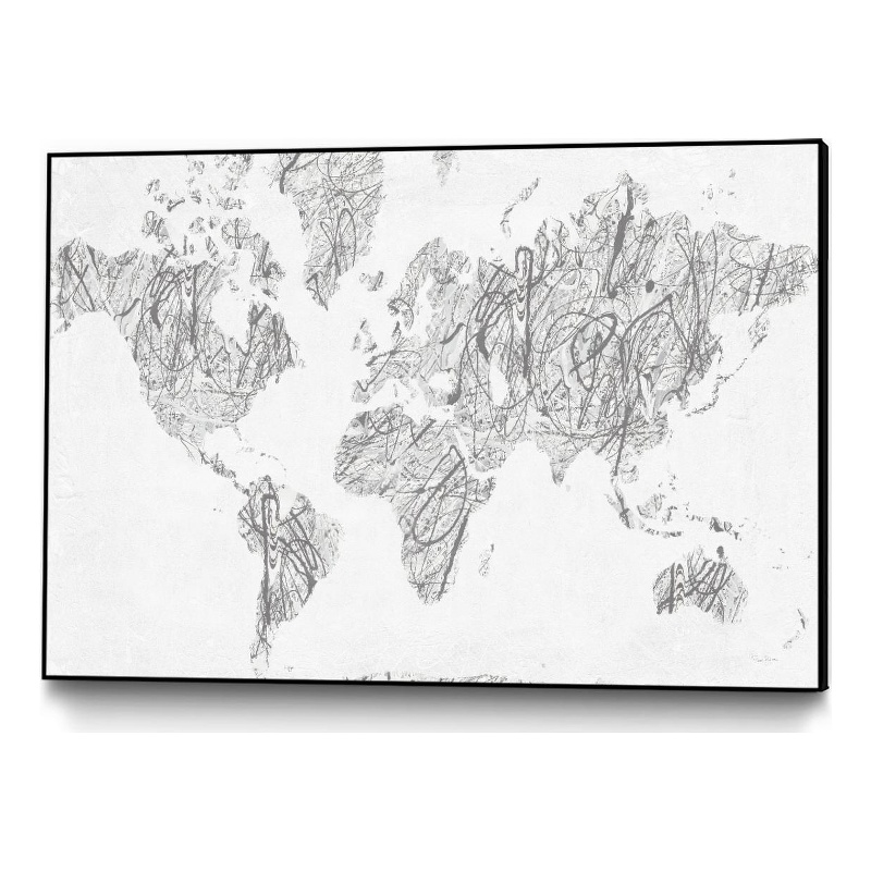 Giant Art Canvas  36x24 World on a String Neutral Framed in Multi-Color