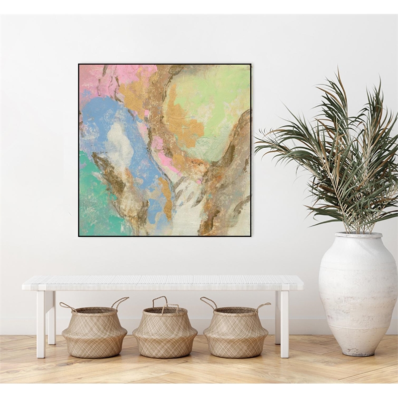 Giant Art Canvas  30x30 Retro Jewel Tones II Framed in Multi-Color