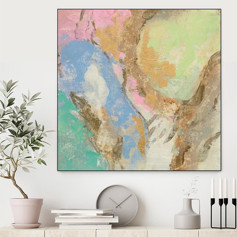 Giant Art Canvas  20x20 Retro Jewel Tones II Framed in Multi-Color