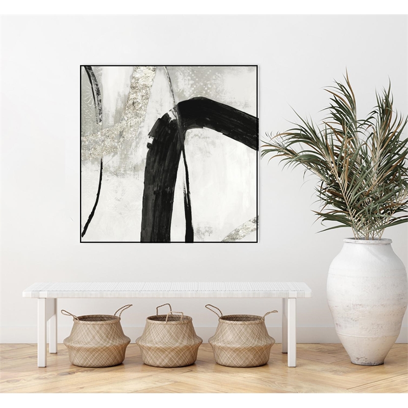 Giant Art Canvas  30x30 Black Ink II Framed in White