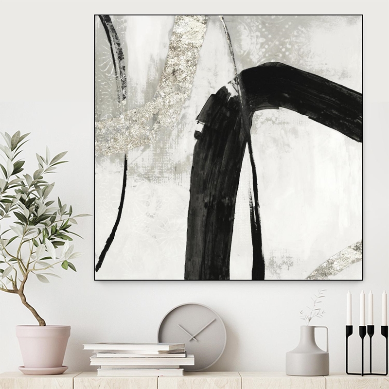 Giant Art Canvas  20x20 Black Ink II Framed in White