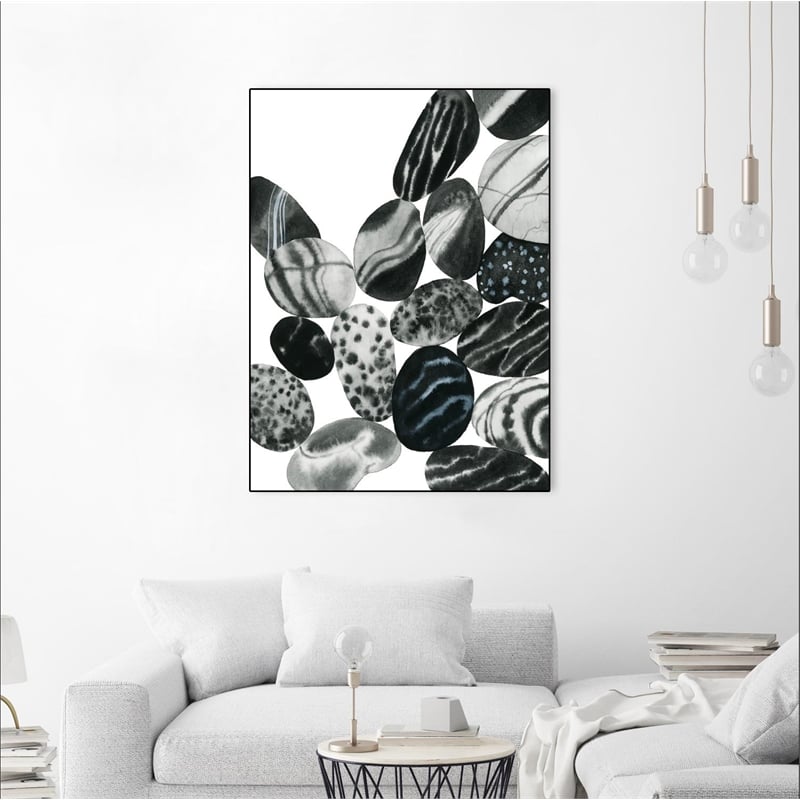 Giant Art Canvas  24x32 Dalmatian Rocks II Framed in White