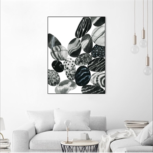 Giant Art Canvas  24x32 Dalmatian Rocks II Framed in White