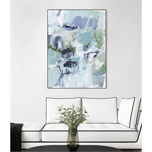 Giant Art Canvas  24x32 Azure Abstract I Framed in White