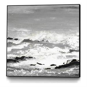 Giant Art Canvas  20x20 Rocks and Waves Framed in Multi-Color