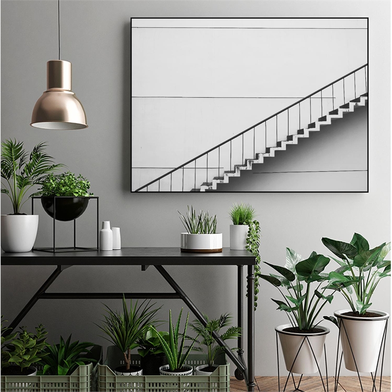 Giant Art Canvas  32x24 Diagonal Staircase Framed in White
