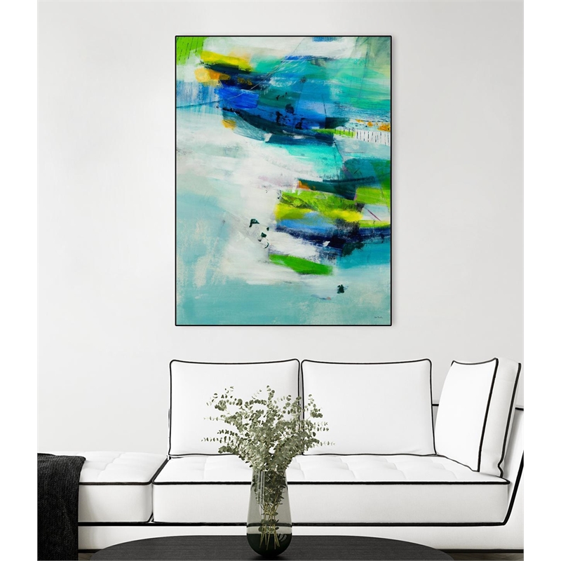Giant Art Canvas  24x32 Moving Quickly Framed in Multi-Color