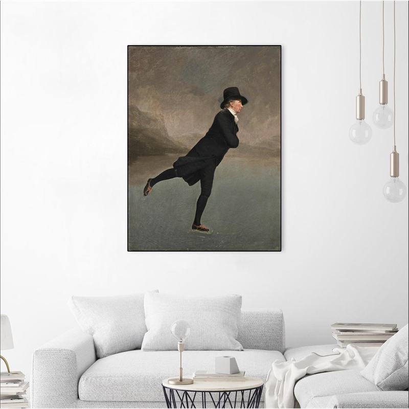 Giant Art Canvas  24x32 Reverend Robert Walker Skating Framed in Multi-Color