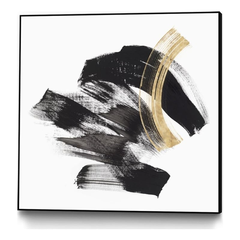 Giant Art Canvas  20x20 Golden Brushstroke II Framed in White
