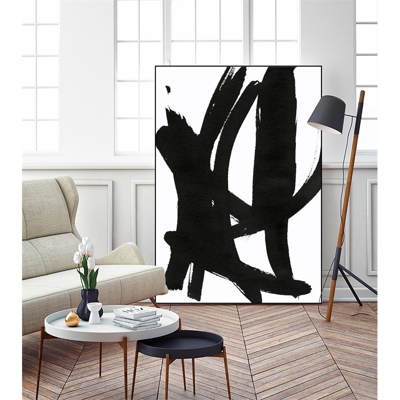 Giant Art Canvas  24x36 Composition in Black and White 7 Framed in White
