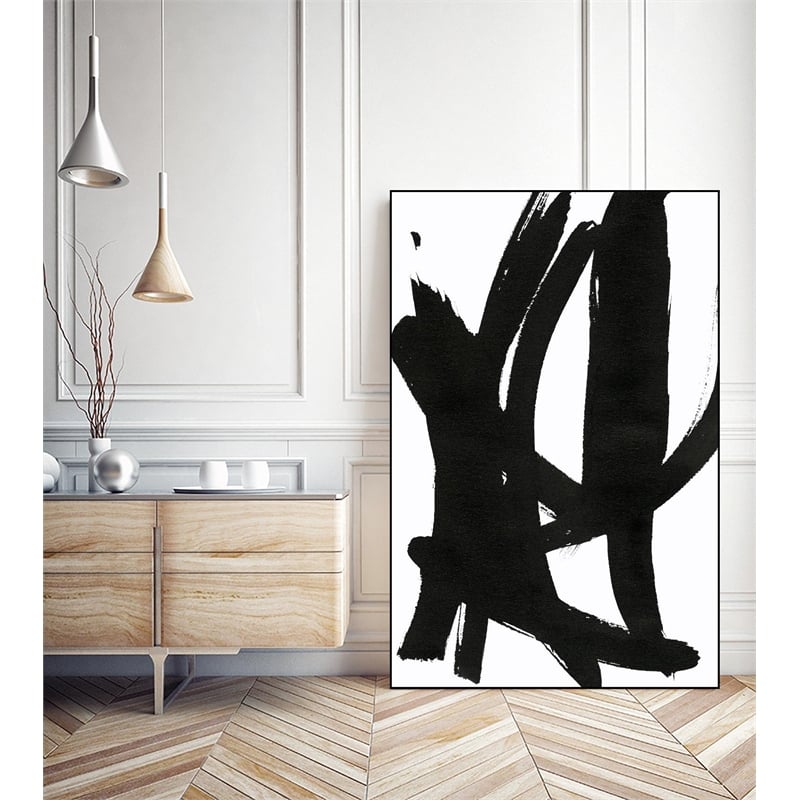 Giant Art Canvas  24x36 Composition in Black and White 7 Framed in White