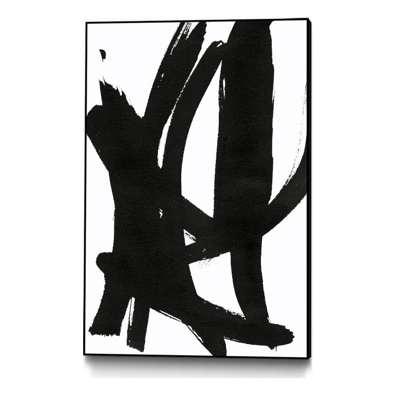 Giant Art Canvas  24x36 Composition in Black and White 7 Framed in White