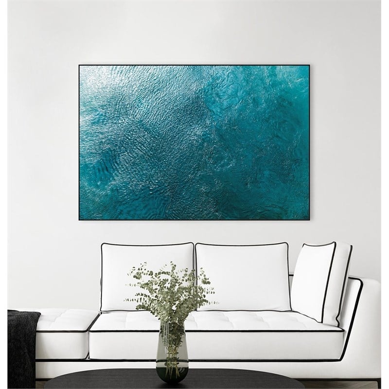 Giant Art Canvas  36x24 Water Texture Two Birds Eye Framed in Green