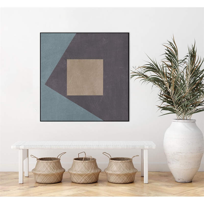 Giant Art Canvas  20x20 Blue Silk Abstract I Framed in Multi-Color