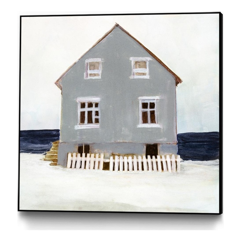 Giant Art Canvas  20x20 Beach Hut II Framed in White