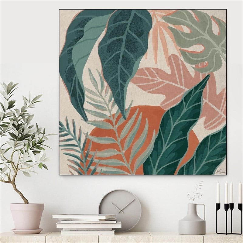 Giant Art Canvas  30x30 Big Cat Beauty V Framed in Multi-Color